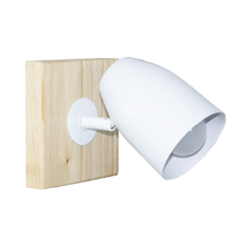 Aplique de madera paraíso 1 luz E27 con cabezal de chapa blanco